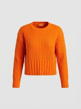 Whispr by Brodie Orange Cable-Knit Sweater Size Small